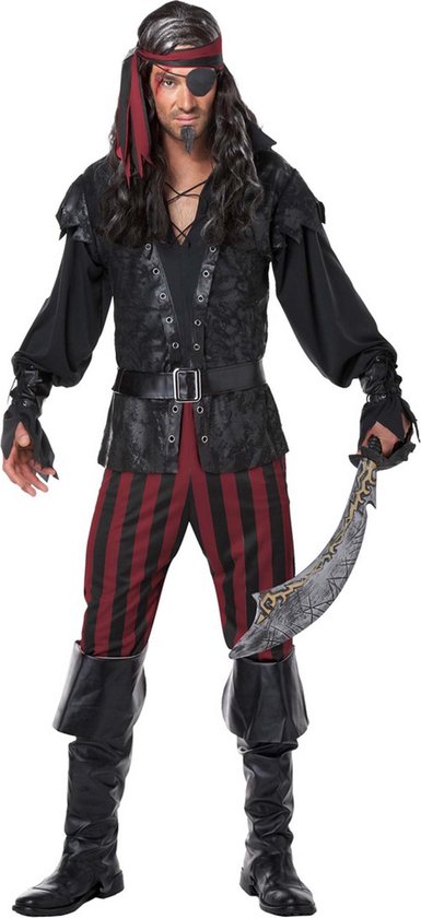 Vegaoo - Zwart piraten kostuum met nepleer voor mannen