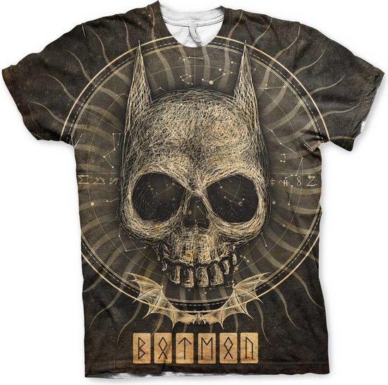 DC Comics Batman Heren Tshirt Gothic Skull Allover Multicolours