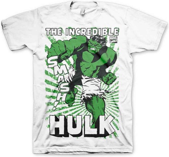 Marvel The Hulk Heren Tshirt -S- Smash Wit