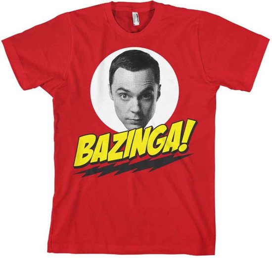 Foto: The big bang theory heren tshirt s bazinga sheldons head rood