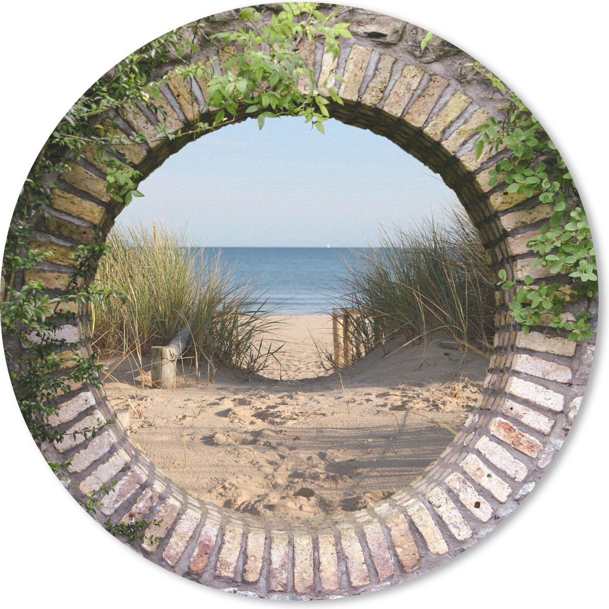 Muismat rond 40x40 cm - Mousepad Doorkijk - Strand - Duin - Zomer - Ronde muismatten