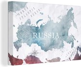 Canvas Wereldkaart - 180x120 - Wanddecoratie Rusland - Wereldkaart - Verf