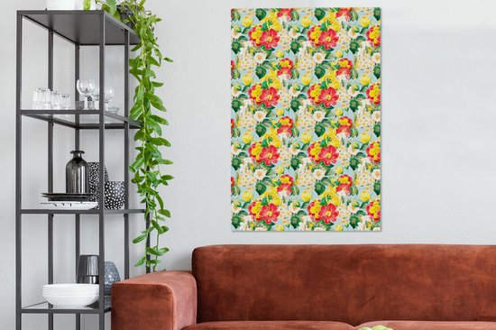Tableau sur toile Fleurs - Pastel - Couleurs - 90x140 cm - Décoration murale