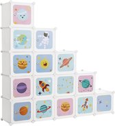 Opbergkast Kinley - voor Kinderen - Uniek - Kindvriendelijk - Opbergkast Kinderkamer - 15 Cubes - 123x31x123cm
