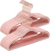 Kledinghanger Catherin - Set van 30 - Kunststof kleerhangers - Heavy Duty - Antislip ontwerp - Ruimtebesparend - 0,6 cm dik - 42 cm lang - met roségouden haak - roze/roségoud