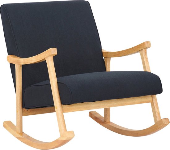 Schommelstoel Katheryn - Stoffen Bekleding - Comfortabele Stoel - Modern Design - Leesstoel - Gestoffeerde Zitting - Zwart