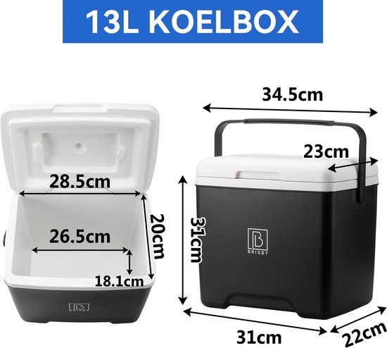 Brisby Koelbox - Frigobox - 13L - Zwart - Tot maximaal 40 uur isolatie - Incl. 2 dikke koelelementen van 450ml - Temperatuur veilige sluiting - Nieuw ontwerp met koelelement vergrendeld in deksel van Brisby — afbeelding 4