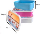Broodtrommel Wit - Lunchbox - Brooddoos - Vogel - Flamingo - Water - Zonsondergang - Roze - 18x12x6 cm - Volwassenen