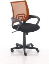 Chaise de bureau de Luxe Silvio - Zwart/ Oranje - Sur roulettes - 100% polyester - Chaise de bureau ergonomique - Hauteur réglable - Pour adultes