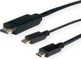 ROLINE USB type C - HDMI + USB C adapterkabel, M/M, 2 m