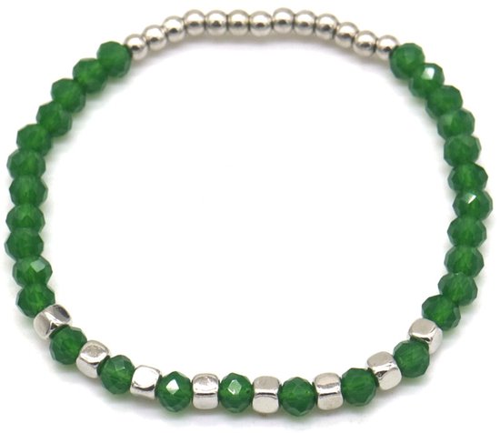 Bracelet Femme - Élastique - Perles de Verre Vert