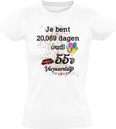 Je bent 20,089 dagen oud! Dames T-shirt - 55 jaar - verjaardag - 55e verjaardag - verjaardagsshirt - feest - jarig