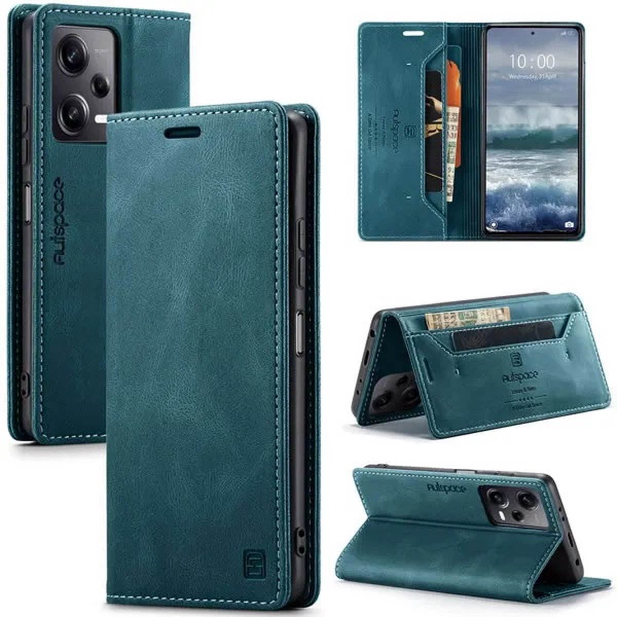 Luxe Flip Case met RFID Bescherming Kaarthouder en Magneetsluiting voor Redmi Note 12 Pro 5G / POCO X5 Pro _ Blauw