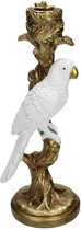 ZoeZo Design - kandelaar - kaarsenhouder - papegaai - parkiet - wit - goud - Hoogte 25.5 - Br 10 - diep 9 cm