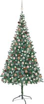 vidaXL - Kunstkerstboom - met - verlichting - kerstballen - dennenappels - 210 - cm