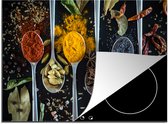 KitchenYeah® Inductie beschermer 70x52 cm - Kruiden - Lepel - Specerijen - Zwart - Keuken - Kookplaataccessoires - Afdekplaat voor kookplaat - Inductiebeschermer - Inductiemat - Inductieplaat mat