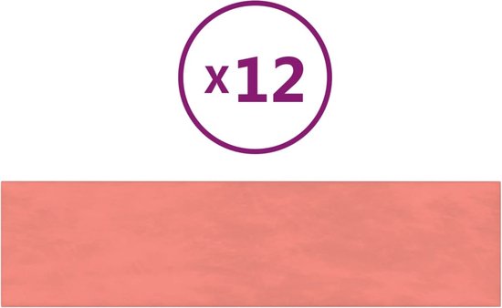 vidaXL-Wandpanelen-12-st-1,08-m²-60x15-cm-fluweel-roze