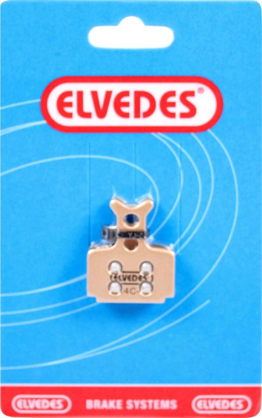 Plaquette de frein à disque Elvedes, plaque arrière dorée avec logo, indication 14C.