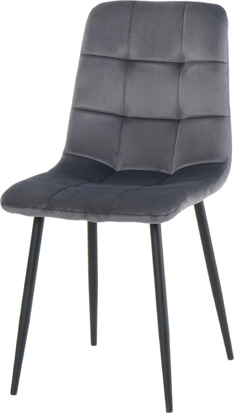 Nuvolix velvet eetkamerstoel - Milaan - eetkamerstoel - velvet stoel - grijs
