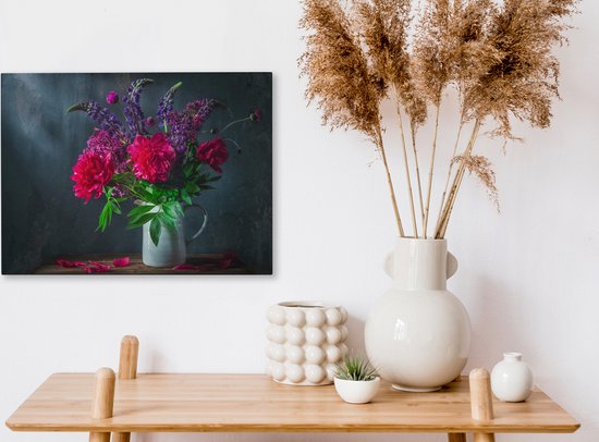 Peinture sur Toile Couleurs - Pivoine - Nature Morte - 40x30 cm - Déco Décoration murale