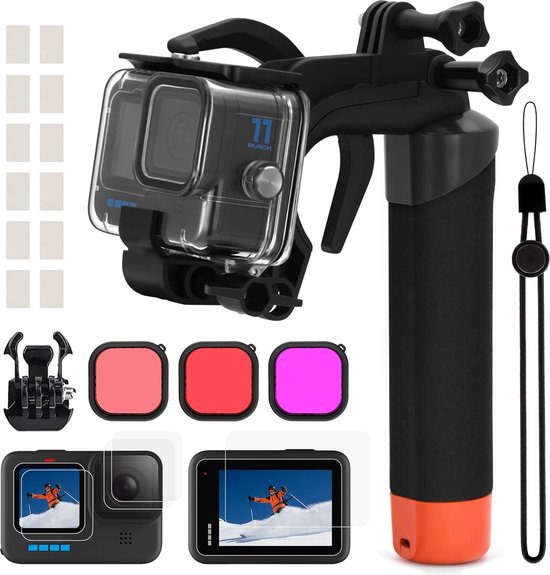 Kit d'accessoires pour GoPro Hero 11 10 9, boîtier noir étanche, protecteur  d'écran de