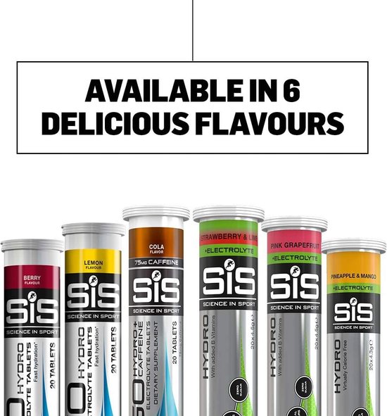 Science in Sport - SIS Go Hydro Bruistabletten - 300mg Elektrolyten - Strawberry & Lime Smaak - 20 Tabletten van Science in Sport — afbeelding 3