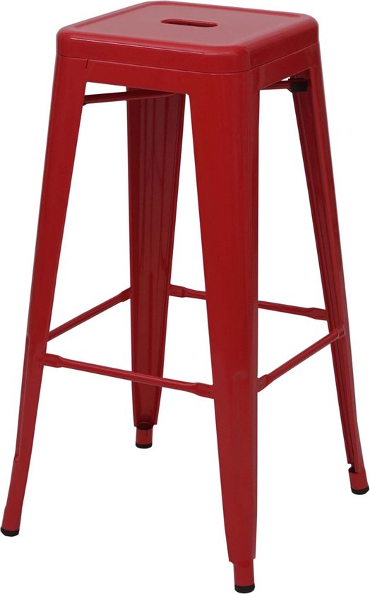 Barkruk MCW-A73, barkruk tegenkruk, metalen industrieel ontwerp stapelbaar ~ rood