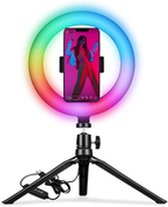 Selfie ringlamp met driepoot en afstandsbediening Celly CLICKRINGRGBBK