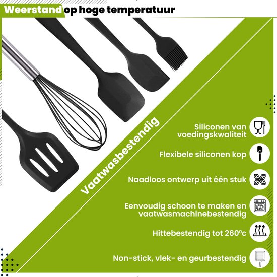 HI NATURE™ Spatel set van 5 stuks - Spatel silicone - Siliconen spatel set - Spatelset - keukengerei set - Keukenspatel | Hittebestendig - Vaatwasserbestendig | Bakspaan -... - Afbeelding 4