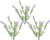 3x Groene/lilapaarse Lavandula/lavendel kunstplanten 44 cm bosje/bundel - Kunstplanten/nepplanten