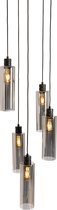 QAZQA stavelot - Moderne Hanglamp - 5 lichts - Ø 40 cm - Zwart - Woonkamer | Slaapkamer | Keuken