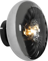 QAZQA ayesha - Art Deco Wandlamp voor binnen - 1 lichts - D 16 cm - Zwart - Woonkamer | Slaapkamer | Keuken