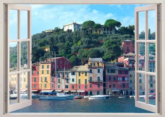 Fotobehang Pen Window View To Old Portofino, Italy Vliesbehang