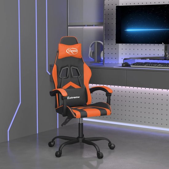Massage gamestoel met voetensteun kunstleer zwart en rood kopen