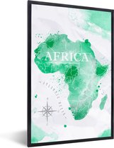Affiche avec cadre Afrique - Carte du Wereldkaart - Aquarelle - 40x60 cm