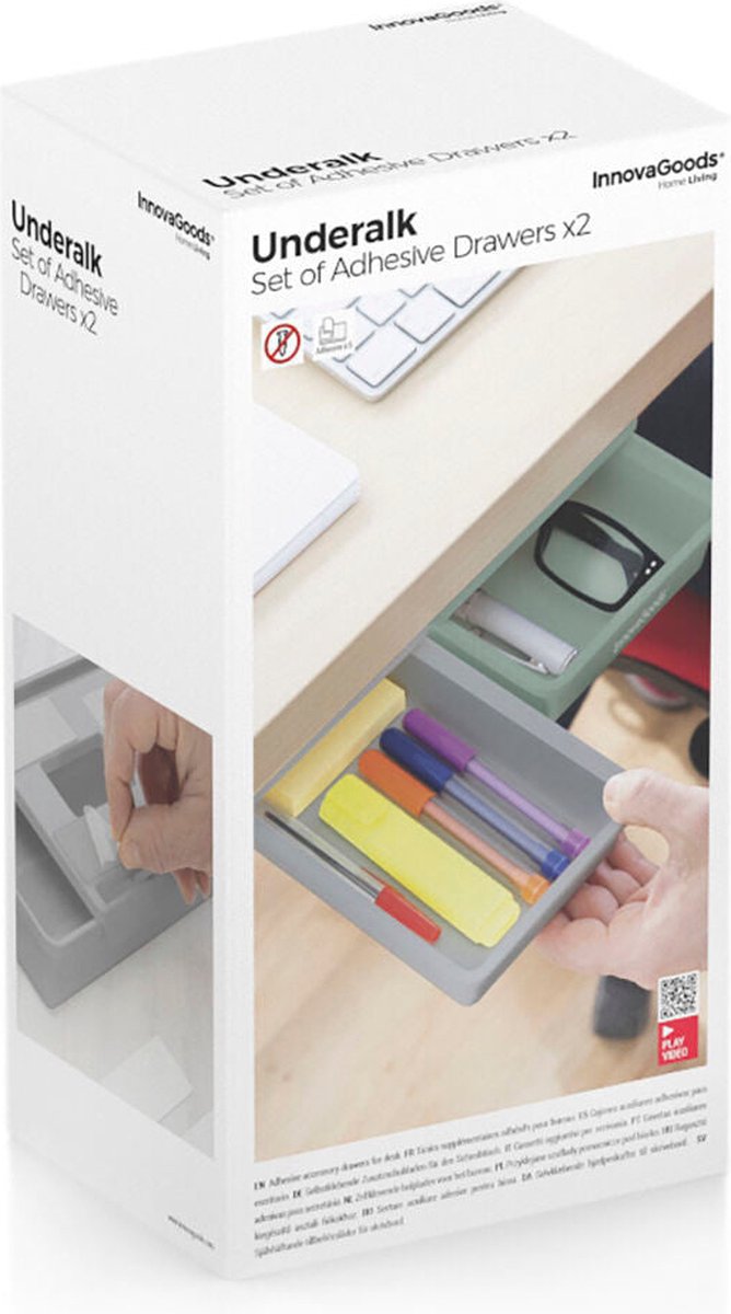 Jeu De Tiroirs Auxiliaires Adhésifs Pour Le Bureau Underalk Innovagoods Pack De 2 Unités à Prix