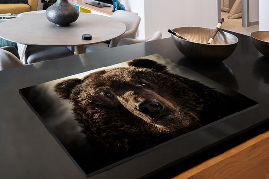 KitchenYeah® Inductie beschermer 77x51 cm - Close-up bruine beer - Kookplaataccessoires - Afdekplaat voor kookplaat - Inductiebeschermer - Inductiemat - Inductieplaat mat