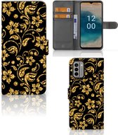 Telefoonhoesje Nokia G22 Bookcase Cadeau voor Oma Gouden Bloemen