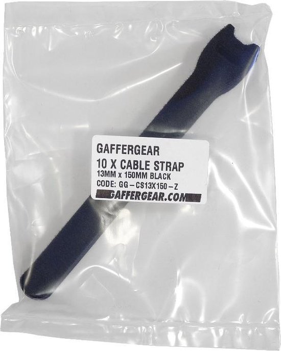 Klittenband kabelbinder 20mm x 150mm zwart, 10 stuks