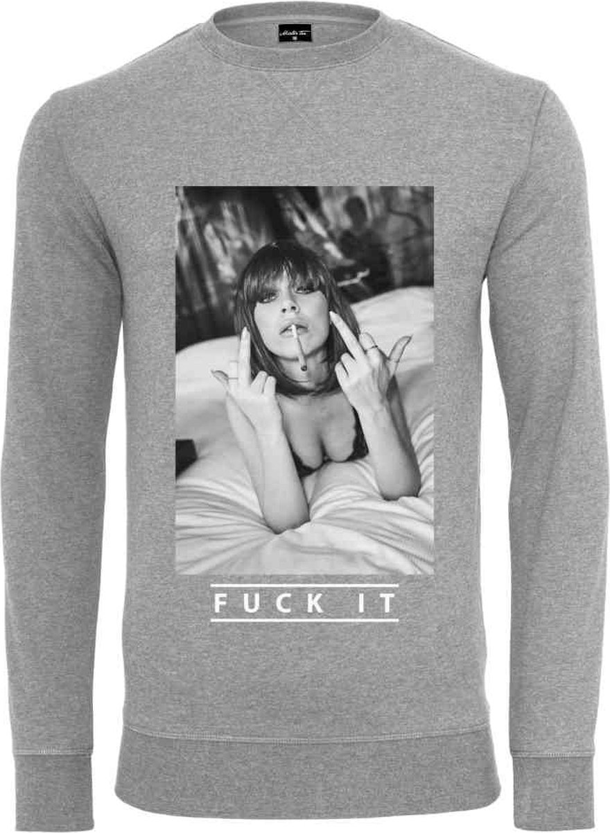 Mister Tee Fuck It 2.0 Crewneck sweater/trui S Grijs