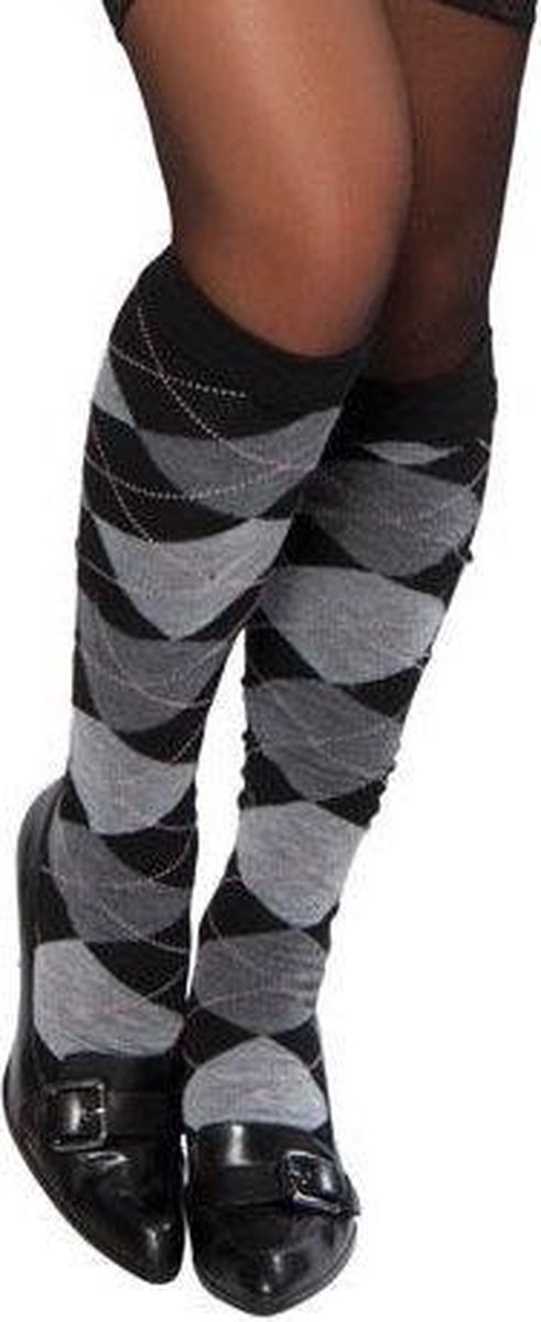 Grijze Argyle Kousen Volwassenen Vrouwen Grijs Maat One size