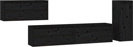 vidaXL - Tv-meubelen - 4 - st - massief - grenenhout - zwart