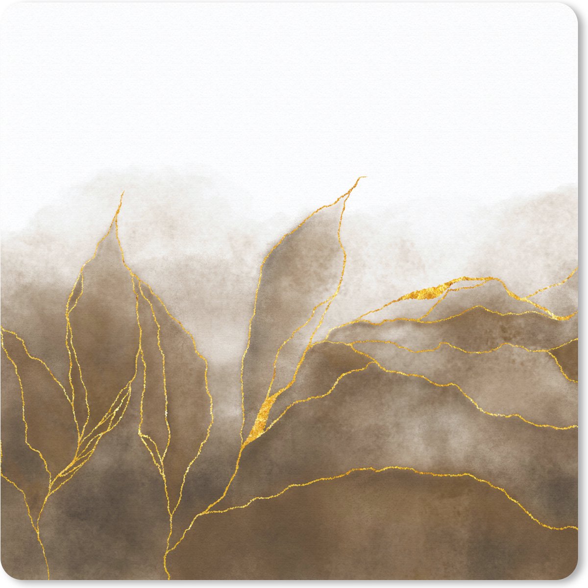 Muismat 30x30 cm - Mousepad Marmer - Goud - Bruin - Textuur - Marmer printlook - Muismatten
