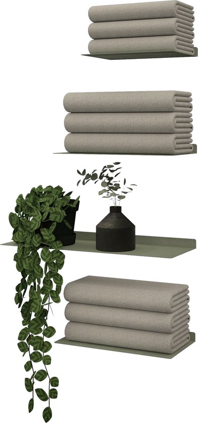 Handdoek plankjes - set van 4 - Kleur Groen / handdoekrek badkamer - handdoekenplank