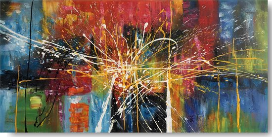 Daar Adverteerder Kerkbank Schilderij abstract modern kleurrijk 120 x 60 Artello - handgeschilderd  schilderij met... | bol.com