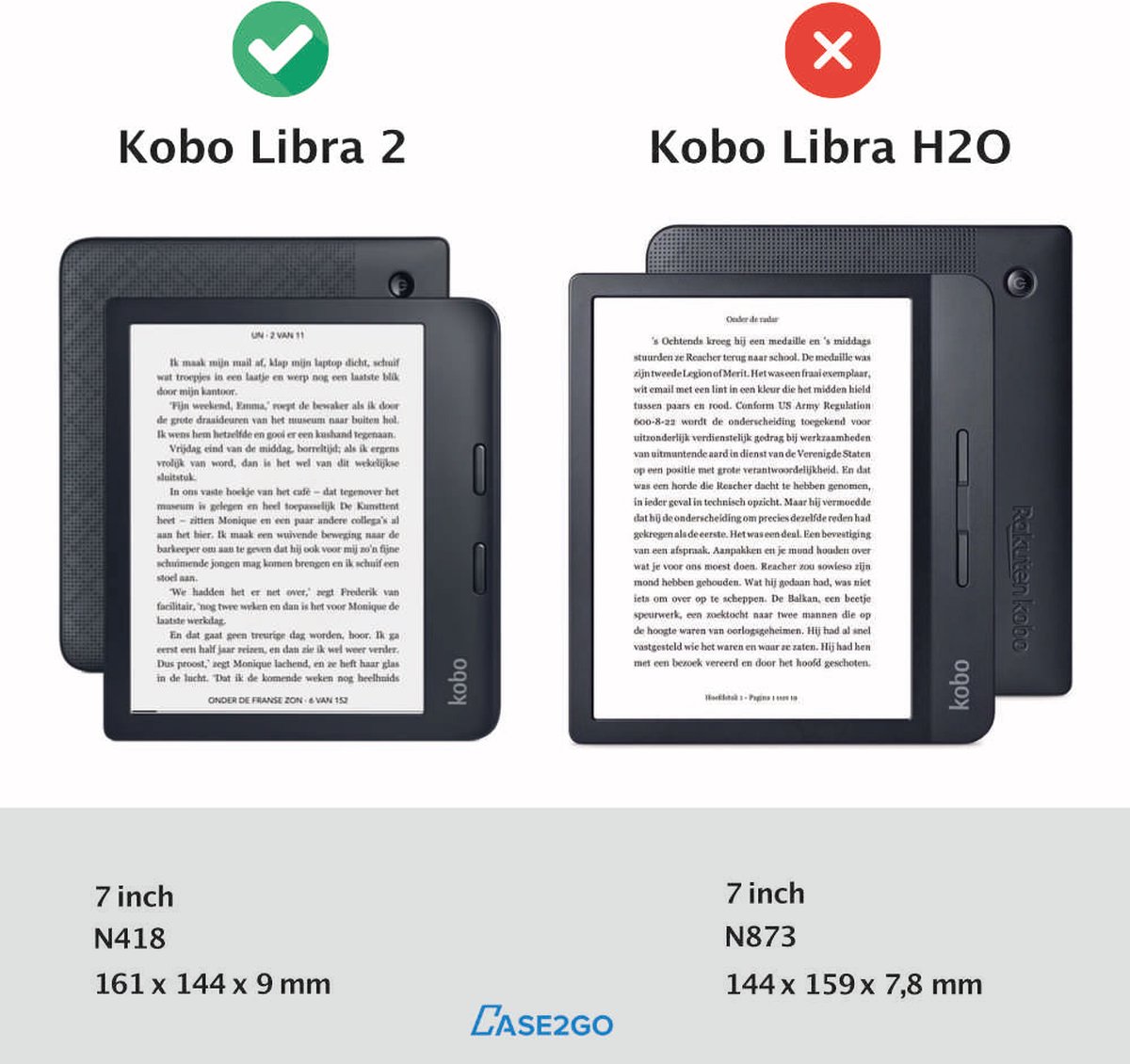 Case2go - Étui pour liseuse compatible avec Kobo Libra 2