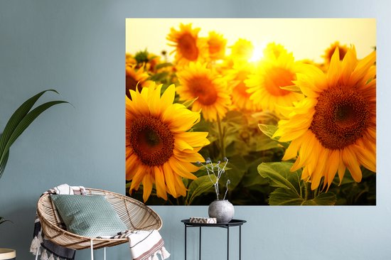 Stickers muraux - Film autocollant - Tournesol - Jaune - Fleurs - Soleil - 120x90 cm - Film adhésif - Stickers muraux chambre d'enfant - Papier peint autocollant - Papier peint autocollant - Film autocollant