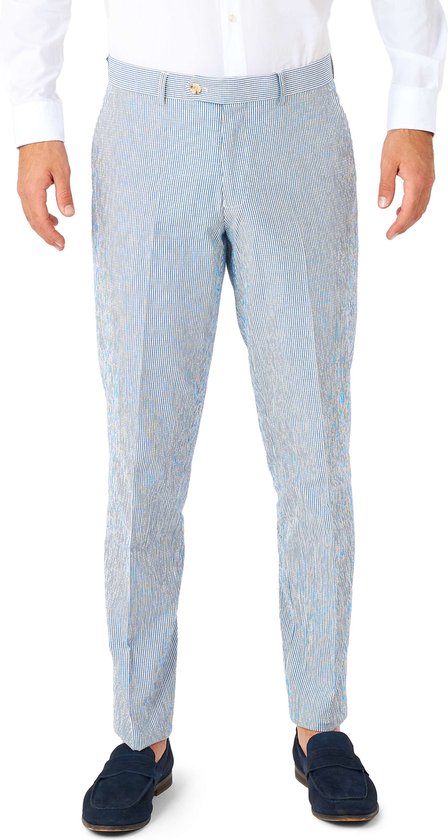 OppoSuits Daily Seer Sucker - Costume décontracté pour homme - Tenue décontractée chic - Pantalon et blazer inclus - Blauw - Taille : UE 52