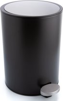 Bamodi® Afvalemmer Badkamer Roestvrij Staal 3L - stijlvolle cosmetica afvalemmer met soft-closing mechanisme voor uw badkamer, roestvrijstalen afvalemmer met uitneembare binnenemmer (mat zwart)