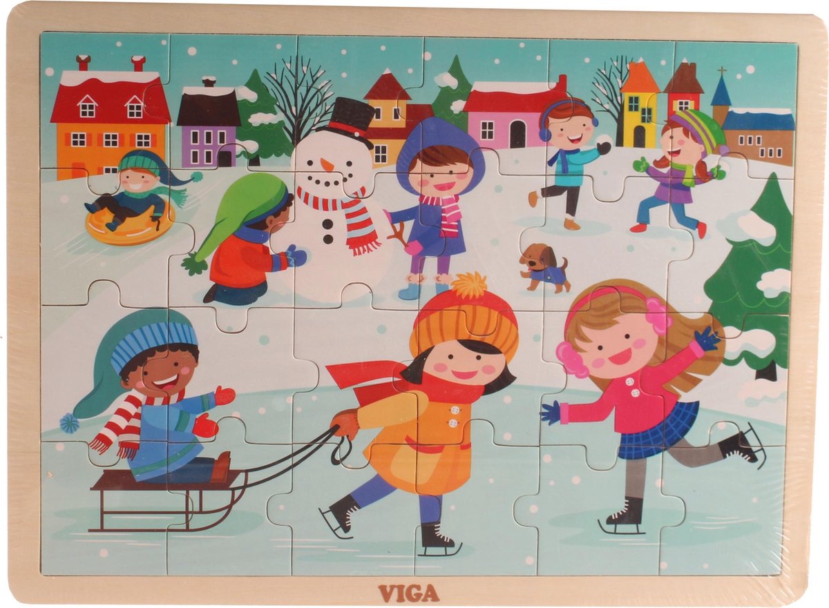 Viga Toys Legpuzzel Four Seasons Winter 24 Stukjes